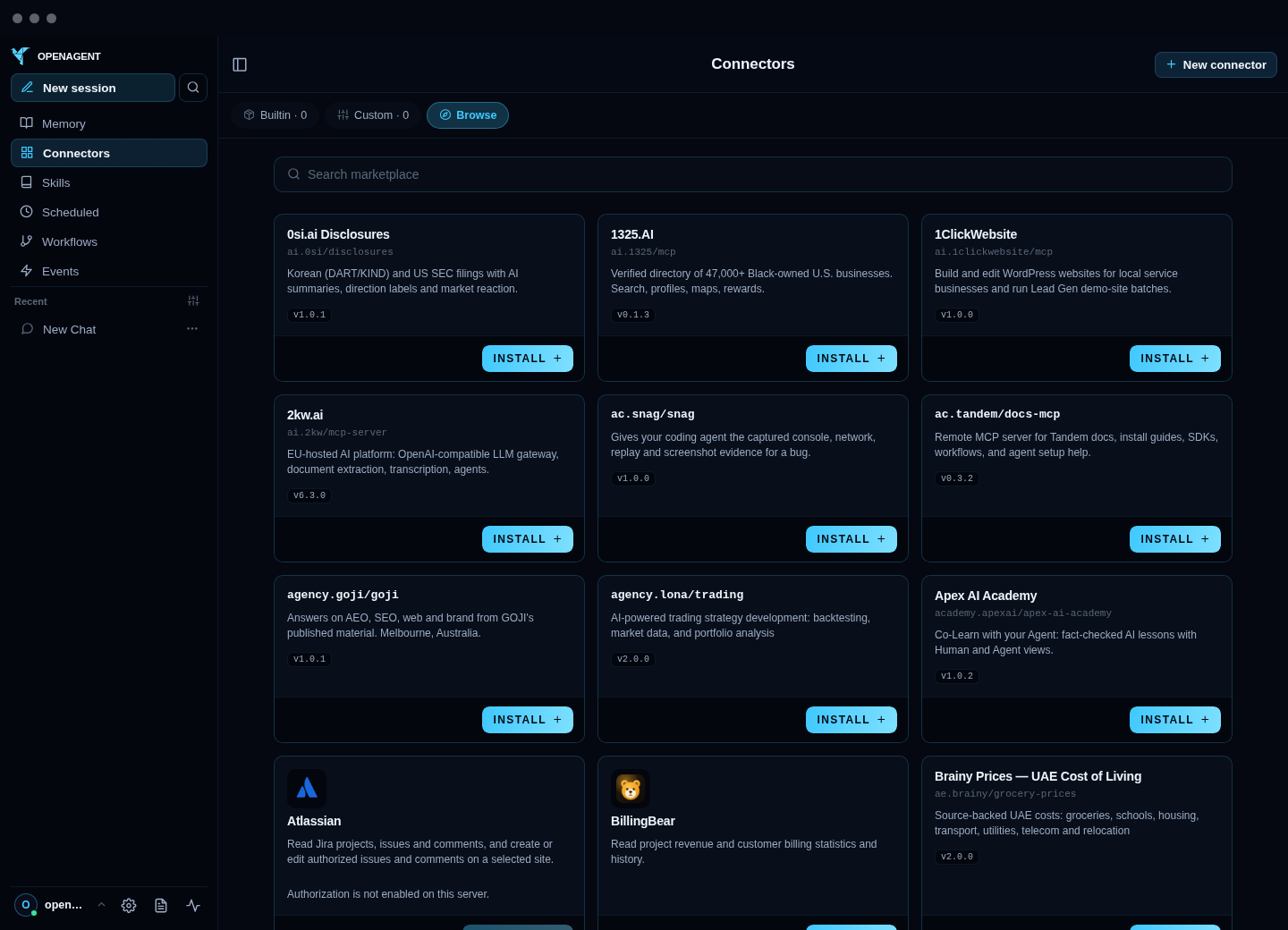 App 20/server 43: official connectors and registry MCPs share the same marketplace cards